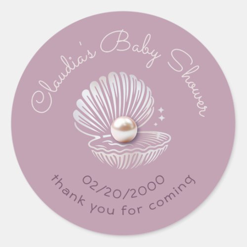 Little Pearl Baby Shower Classic Round Sticker