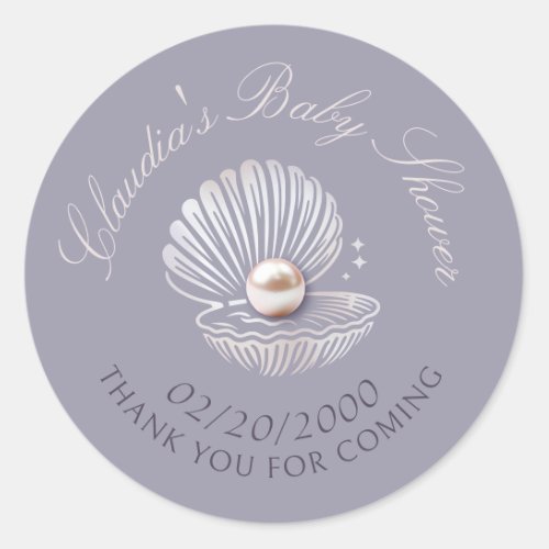 Little Pearl Baby Shower Classic Round Sticker