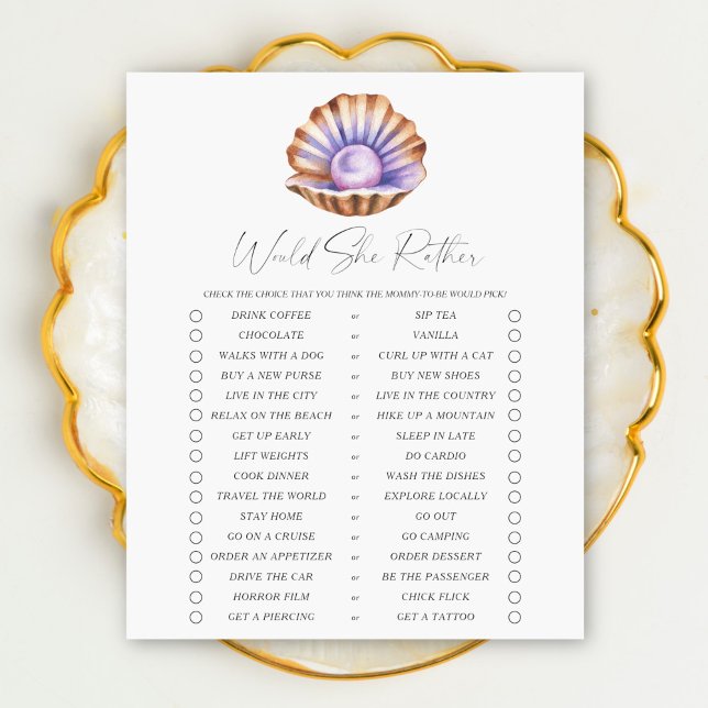 Little pearl baby shower Would She Rather game (Creator Uploaded)