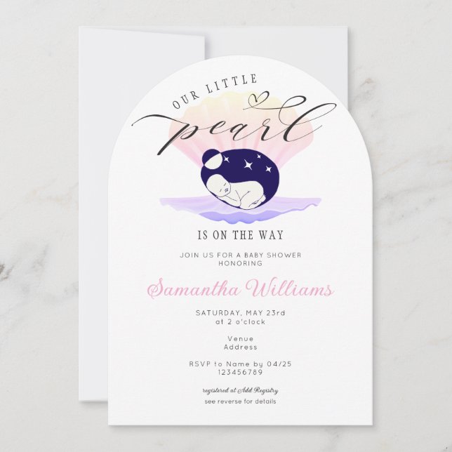 Little Pearl Beach Ocean Under The Sea Baby Shower Invitation (Front)