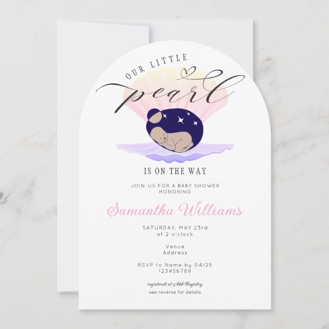Little Pearl Beach Ocean Under The Sea Baby Shower Invitation (Front)