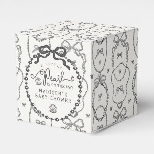 Little Pearl Black Coquette Bow Baby Shower Favor Boxes