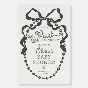 Little Pearl Black Coquette Bow Baby Shower Welcom Foam Board