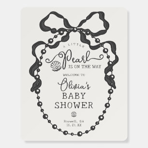 Little Pearl Black Coquette Bow Baby Shower Welcom Foam Board