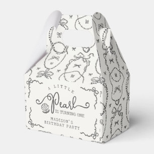 Little Pearl Black Coquette Bow Birthday Party Favor Boxes