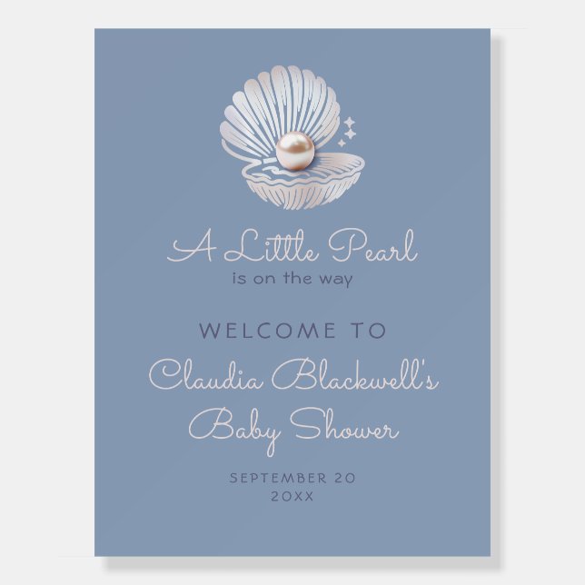 Little Pearl Boy Blue Baby Shower Foam Board (Front)