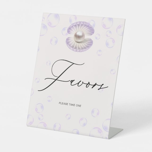 Little Pearl Favors Baby Shower Pedestal Sign (Front)