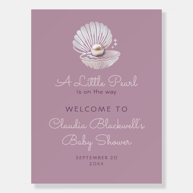 Little Pearl Girl Pink Baby Shower Foam Board (Front)