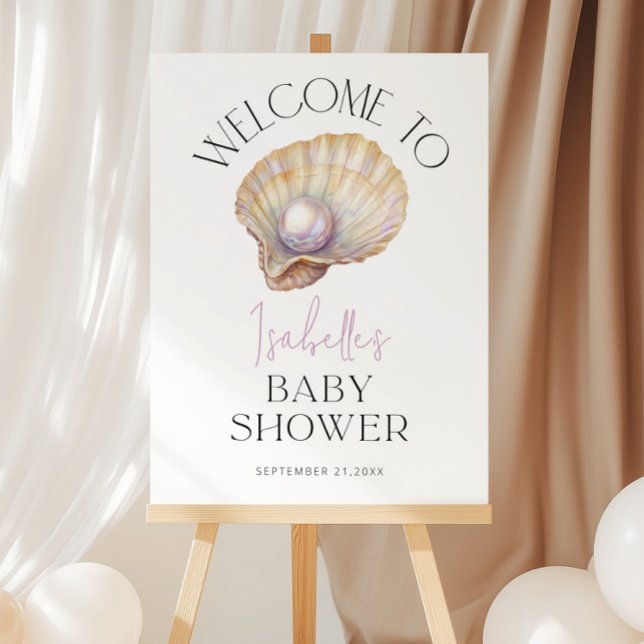 Little Pearl Ocean Beach Baby Shower Welcome Sign (Creator Uploaded)