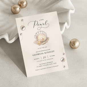 Little Pearl Ocean Beach Seashell Girl Baby Shower Invitation