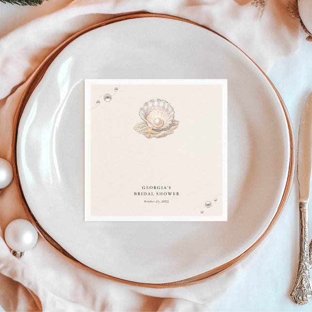 Little Pearl Ocean Beach Seashell Girl Baby Shower Napkins (Creator Uploaded)