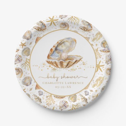 Little Pearl Ocean Summer Baby Shower Paper Plates