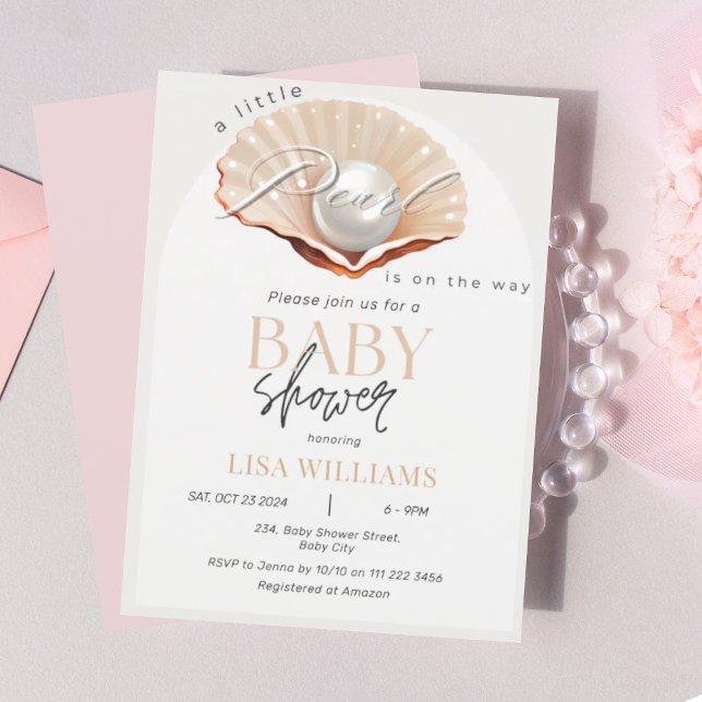Little Pearl On the Way Under the Sea Baby Shower Invitation (Little Pearl Is On The Way Baby Shower Invitation)