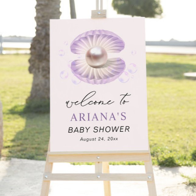 Little Pearl Purple Shell Ocean Baby Shower Foam Board (Creator Uploaded)