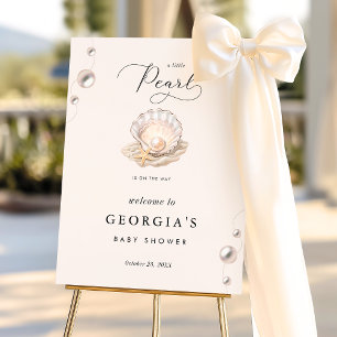 Little Pearl Seashell Baby Shower Welcome Sign