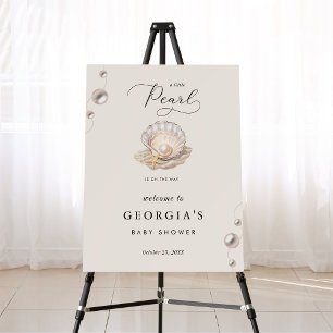 Little Pearl Seashell Baby Shower Welcome Sign