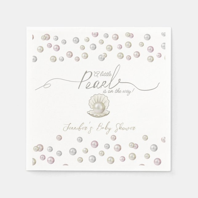 Little Pearl Seashell Under the Sea Baby Shower  Napkins (Front)