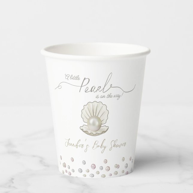 Little Pearl Seashell Under the Sea Baby Shower  Paper Cups (Front)