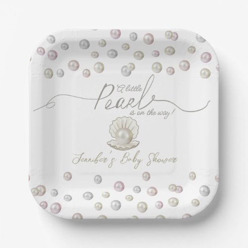 Little Pearl Seashell Under the Sea Baby Shower  Paper Plates