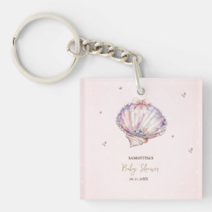 Little Pearl Seashells Diamonds Dots Baby Shower Keychain