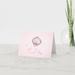 Little Pearl Seashells Diamonds Dots Letterpress Thank You Card