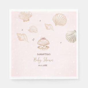 Little Pearl Seashells Dots Baby Shower Napkins