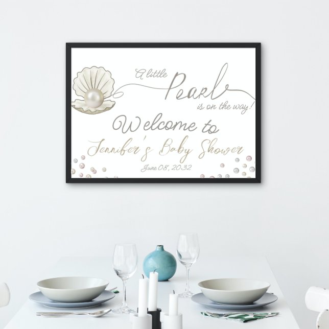 Little Pearl Under the Sea Pearlcore Baby Shower Banner