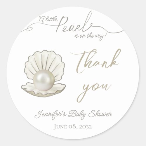 Little Pearl Under the Sea Pearlcore Baby Shower Classic Round Sticker