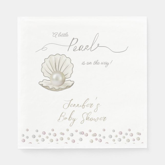 Little Pearl Under the Sea Pearlcore Baby Shower Napkins (Front)