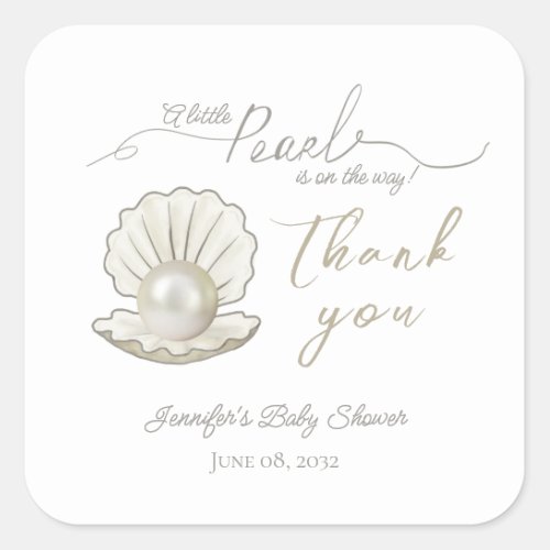 Little Pearl Under the Sea Pearlcore Baby Shower Square Sticker
