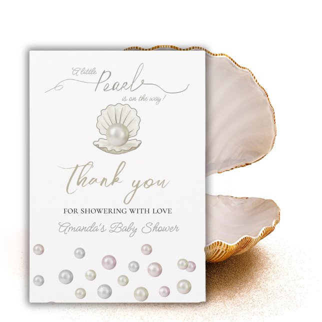 Little Pearl Under the Sea Pearlcore Baby Shower Thank You Card (Creator Uploaded)