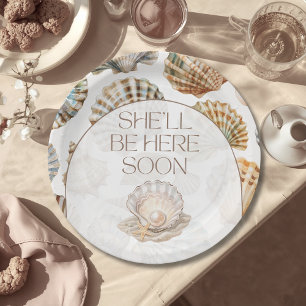 Little Pearl Under The Sea You Soon Baby Shower Paper Plates