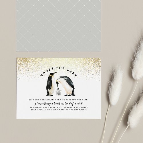 Little Penguin  Baby Shower Books For Baby Enclosure Card