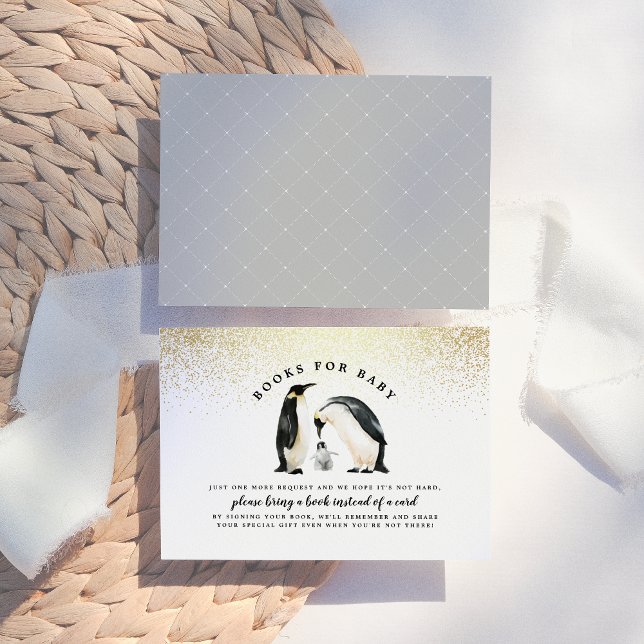 Little Penguin | Baby Shower Books For Baby Enclosure Card (Creator Uploaded)