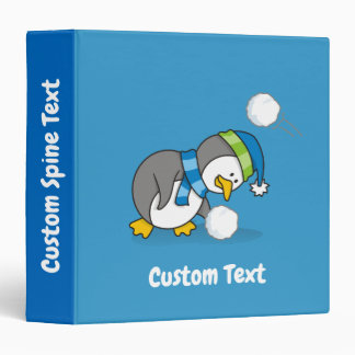Little penguin getting a snow ball 3 ring binder