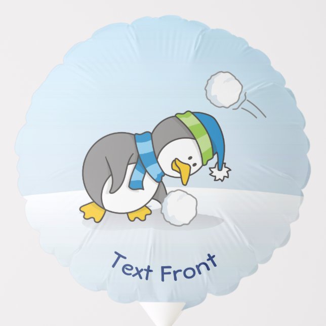 Little penguin getting a snow ball balloon (Front)
