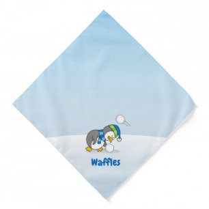 Little penguin getting a snow ball bandana