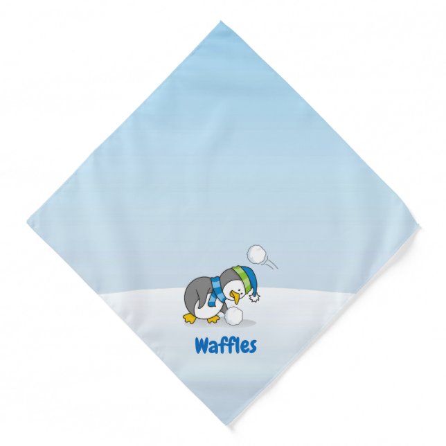 Little penguin getting a snow ball bandana (Front)