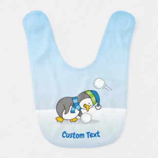 Little Penguin Getting a Snow Ball Bib
