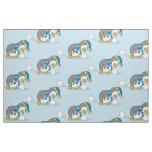 Little penguin getting a snow ball fabric