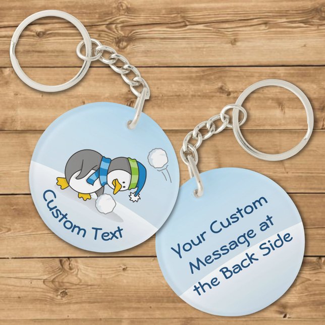 Little Penguin Getting a Snow Ball Keychain (Creator Uploaded)