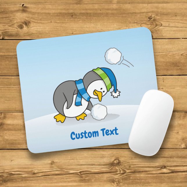 Little penguin getting a snow ball mouse pad (Creator Uploaded)
