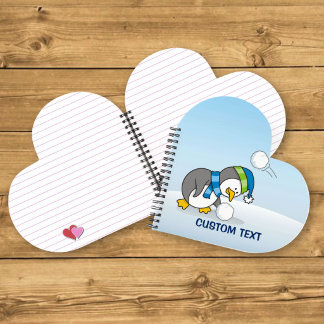 Little penguin getting a snow ball notebook