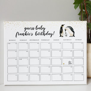 Little Penguin Guess the Birthday Baby Shower Game Poster