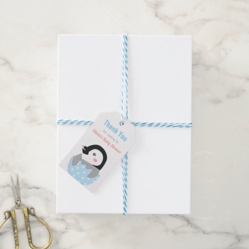 Little Penguin in Egg Baby Shower Decor Gift Tags