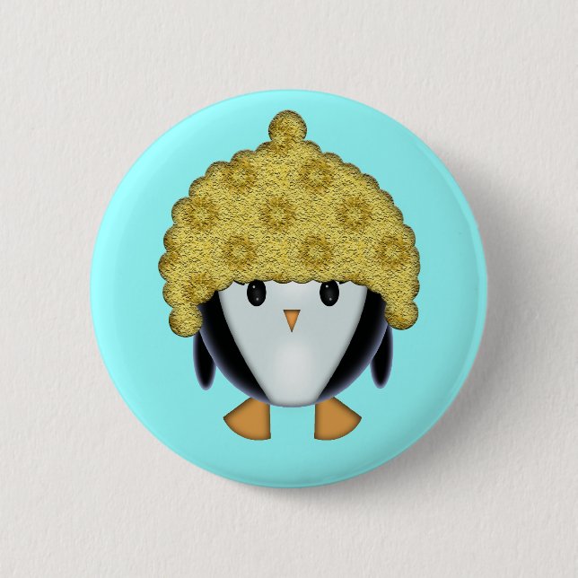 Little Penguin in Hat Pinback Button (Front)