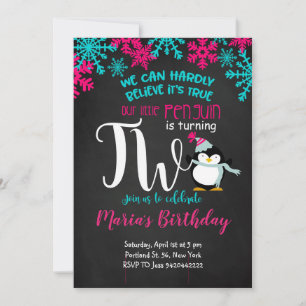 Little penguin is turning two Birthday Invitation