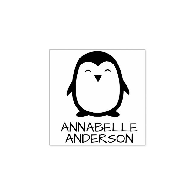 Little Penguin Personalize Rubber Stamp (Imprint)