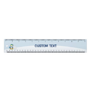 Little penguin sitting with snowball 12 inch Ruler