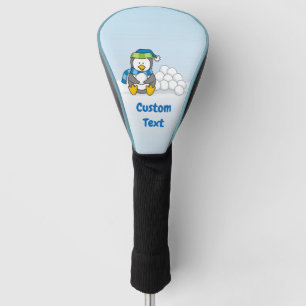 Little penguin sitting with snowballs golf head cover